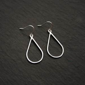 Silver Teardrop Earrings Dangly Silver Drop Earrings Minimalist Ladies Jewellery Gift Handmade in England ECO Jewellery image 1