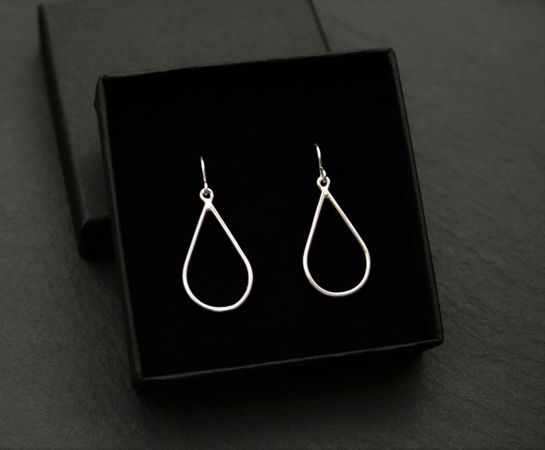 Silver Teardrop Earrings Dangly Silver Drop Earrings Minimalist Ladies Jewellery Gift Handmade in England ECO Jewellery image 4