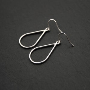 Silver Teardrop Earrings Dangly Silver Drop Earrings Minimalist Ladies Jewellery Gift Handmade in England ECO Jewellery image 3