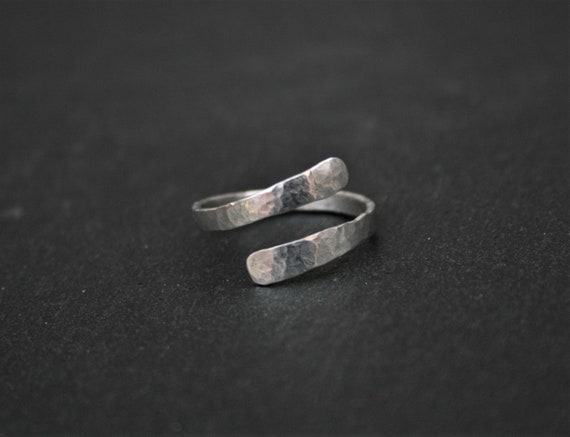 Hammered Sterling Silver Wrap Around Ring - Custom Made Plain Silver Ring - Eco Friendly - 100% Recycled Silver Jewellery