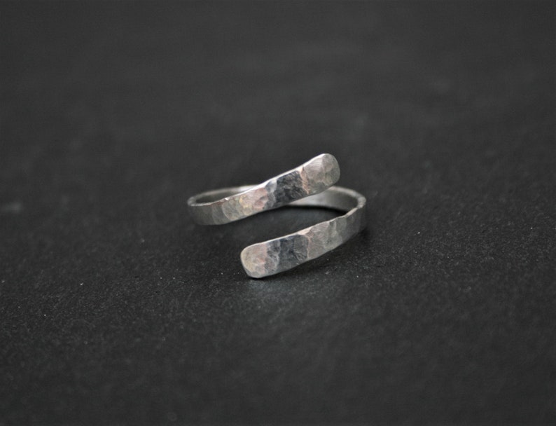 Hammered Sterling Silver Wrap Around Ring Custom Made Plain - Etsy Canada