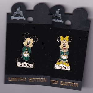 Vintage Mickey en Minnie Mouse 2000 Disney Candlelight 2 pins op originele kaart