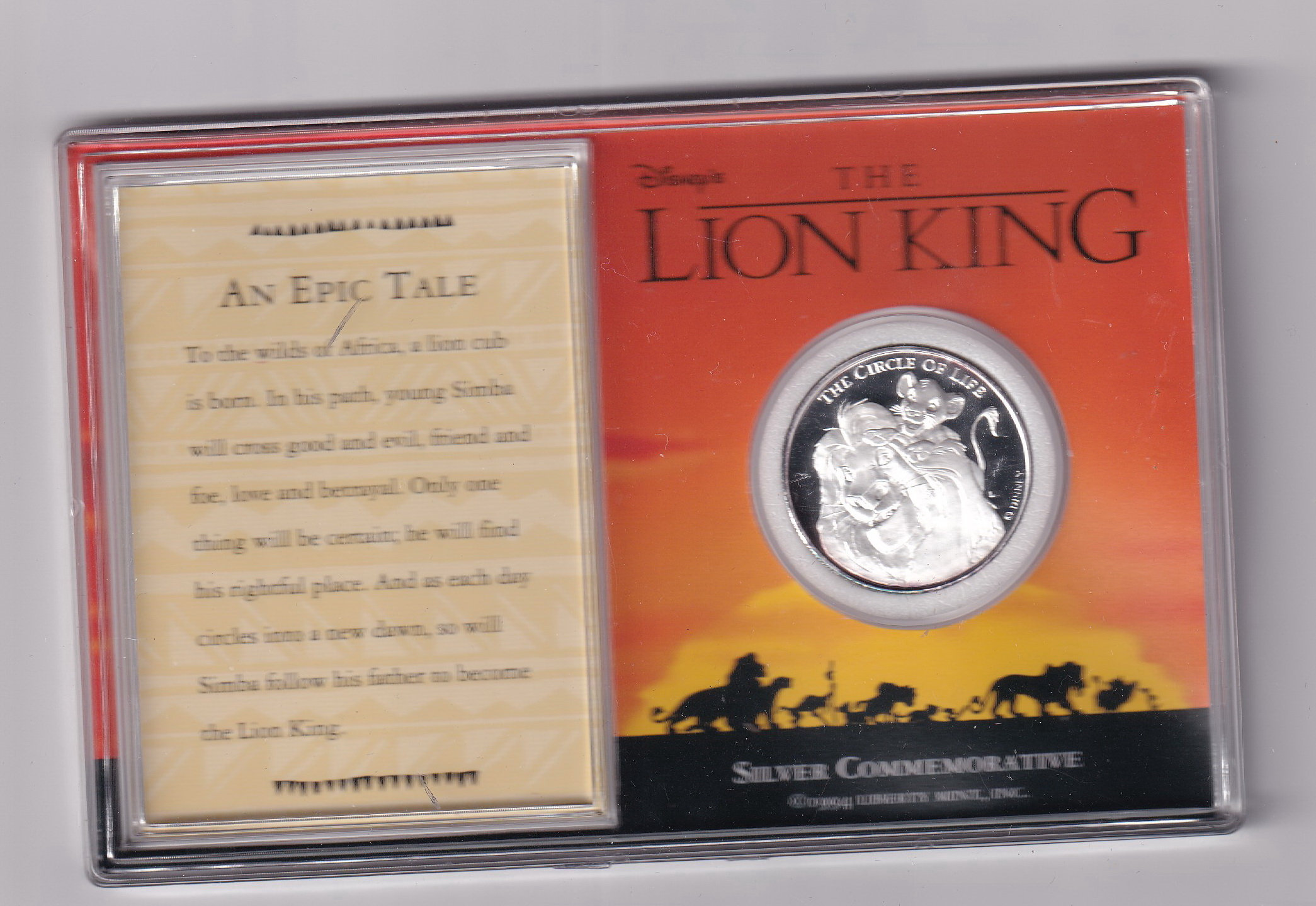 Vintage Disney Lion King 1994 Commemorative 999 Sterling Silver Coin - Etsy  UK