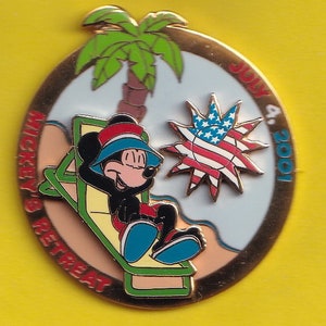 Vintage Mickey Mouse Retreat Disney USA Flag cast members Pin only