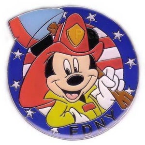 Vintage Mickey Mouse  Fireman NY Disney Galleries  FDNY Pin