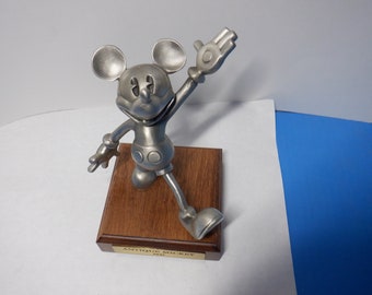 Vintage Disney Antique Mickey Fine Pewter Hecho en los EE.UU.