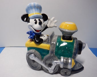 Mickey vintage dans un wagon De train Figurine de banque