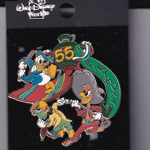 Vintage 3 Caballeros Birthday pin with Donald Duck Disney pin  on Card