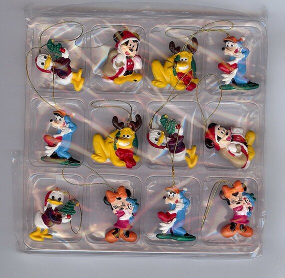 12 Miniature Tie Ons Disney Ornaments Mickey and Friends 