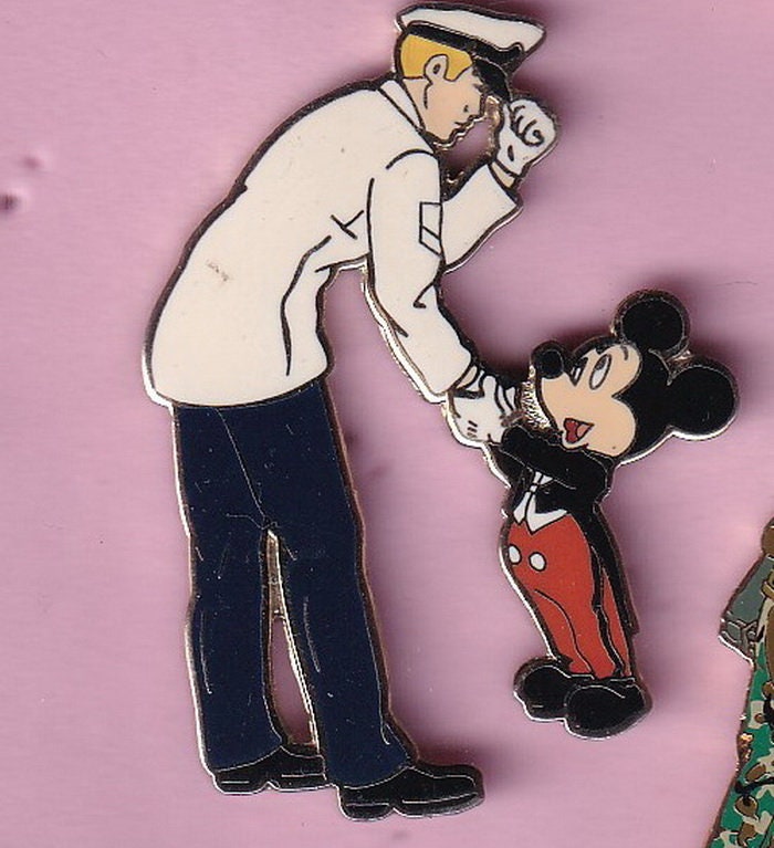 Vintage Micky Maus sagt Dankeschön Küstenwache Händedruck Militär USA Disney Pin