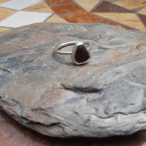 Amber Devon sea glass sterling silver ring