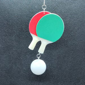 Miniature Table Tennis Ping Pong Upcycled Game Piece Ornaments