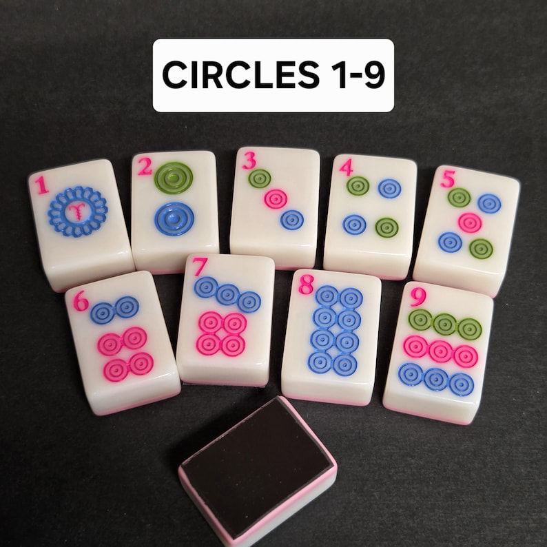 Mahjong-kakel med rosa baksida, kylskåpsmagnet, återvunnen Mah Jong-spelpjäs bild 2