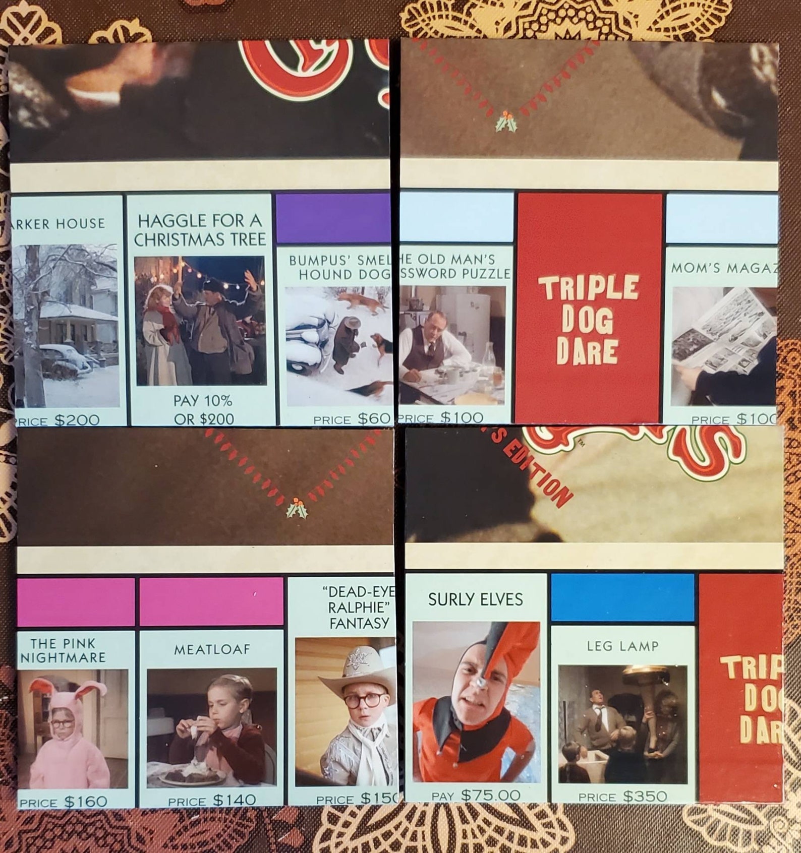 Upcycled Monopoly A Christmas Story Edition Gameboard Coasters Etsy