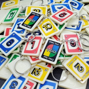 Upcycled UNO Rummy-Up Tile Keychain