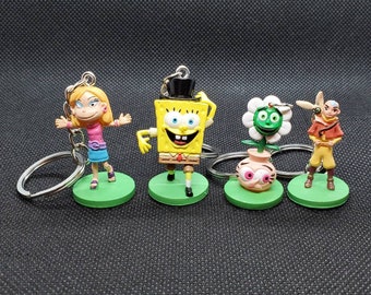 Upcycled Nick Character Scene It Game Piece Keychains SpongeBob Rugrats Avatar Fairly Odd Parents