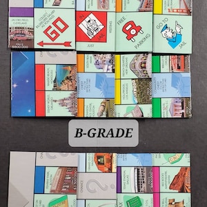 B-Grade Monopoly Here & Now Edition Upcycled Gameboard Coasters Set of 12