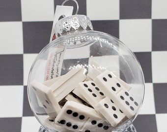 Travel Size Domino Set Upcycled 80mm Shatterproof Ball Ornament (Hook Optional)