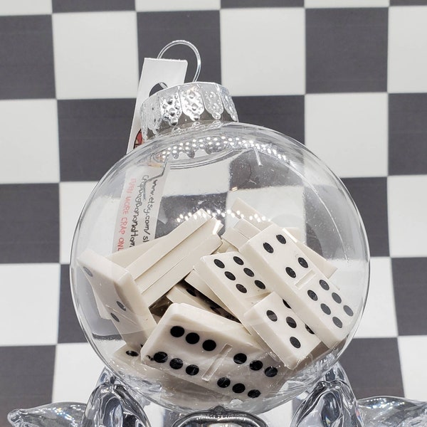 Travel Size Domino Set Upcycled 80mm Shatterproof Ball Ornament (Hook Optional)