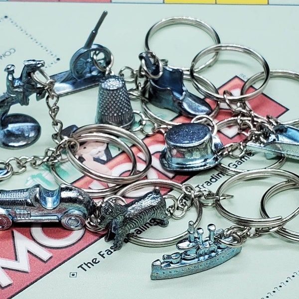 Upcycled Classic Style Monopoly Edition Metal Token Keychains