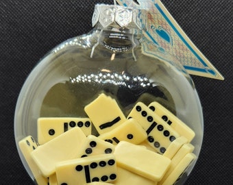 Travel Size Domino Set Upcycled 100mm Shatterproof Disc Ornament (Hook Optional)