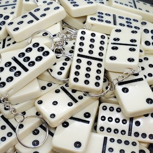 Domino Keychain Upcycled Double Twelve Dominoes Game Piece Accessory