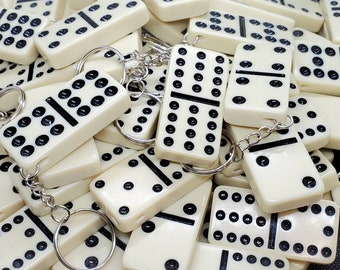 Domino Keychain Upcycled Double Twelve Dominoes Game Piece Accessory