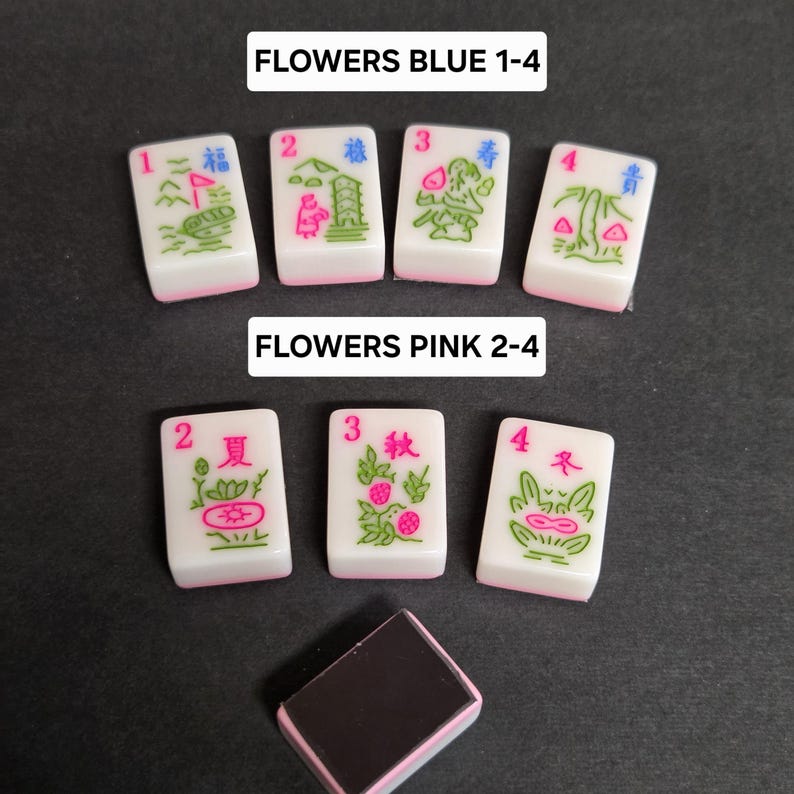 Mahjong-kakel med rosa baksida, kylskåpsmagnet, återvunnen Mah Jong-spelpjäs bild 8