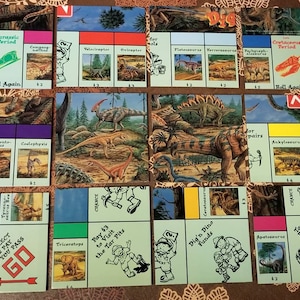 Monopoly Junior Dino Dig Edition Upcycled Coasters Set of 12