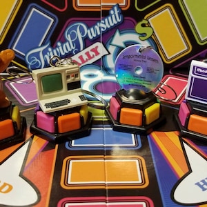 Trivial Pursuit 80s Edition Upcycled Token Keychains or Ornaments (YOUR CHOICE)