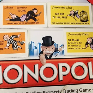 Modern monopolie: verlaat de gevangenis gratis en direct naar de gevangenis Spelkaarten Geüpcycled koelkastmagneten