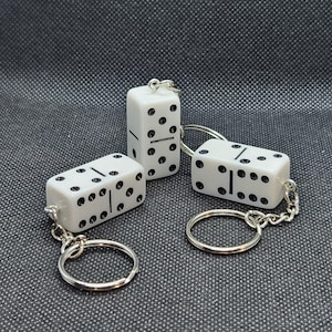 Upcycled Domino Dice Keychain Game Piece Accessory