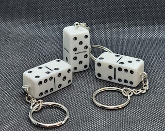 Upcycled Domino Dice Keychain Game Piece Accessory