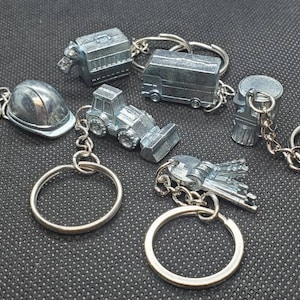 Monopoly City Edition Upcycled Metal Game Token Keychains Delivery Truck Dog Carrier Paint Can Hard Hat Bulldozer Keys