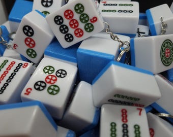 Mahjong Tile LARGE Keychain Upcycled Mah Jong Game Piece Accessory