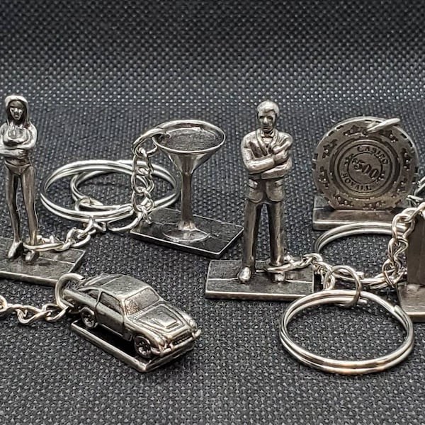 Upcycled Scene It 007 Bond Edition Metal Token Keychains