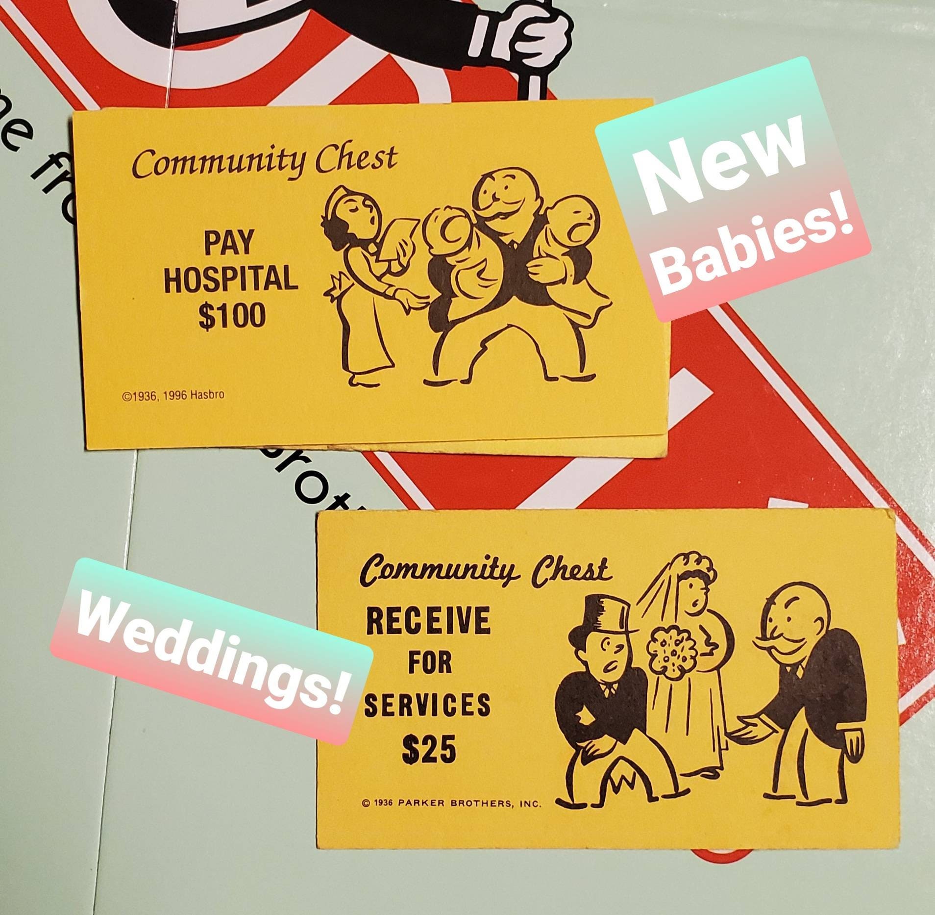 Upcycled Monopoly Community Chest Card New Baby Etsy