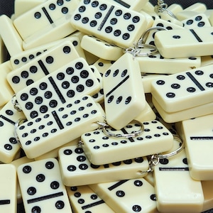 Domino Keychain Upcycled Double Twelve Dominoes Game Piece Accessory