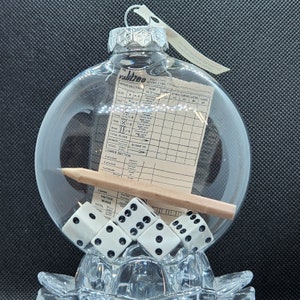 Upcycled Yahtzee Dice Game 100mm Shatterproof Disc Ornaments