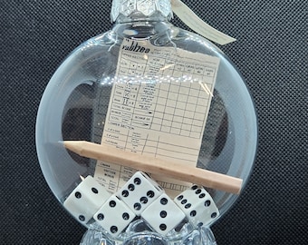Upcycled Yahtzee Dice Game 100mm Shatterproof Disc Ornaments