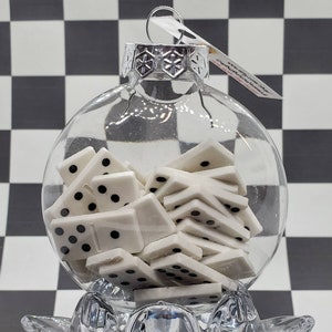Travel Size Domino Set Upcycled 80mm Shatterproof Disc Ornament (Hook Optional)