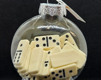 Travel Size Domino Set Upcycled 80mm Shatterproof Disc Ornament (Hook Optional)