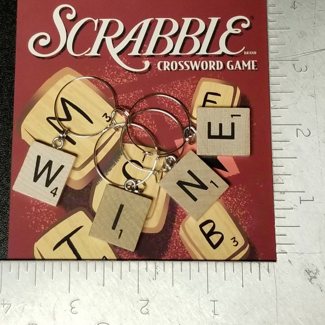 Scrabble Tile Upcycled Wine Charms spells WINE Etsy
