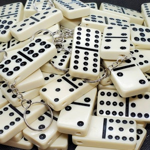 Domino Keychain Upcycled Double Twelve Dominoes Game Piece Accessory