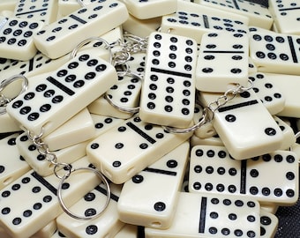 Domino Keychain Upcycled Double Twelve Dominoes Game Piece Accessory