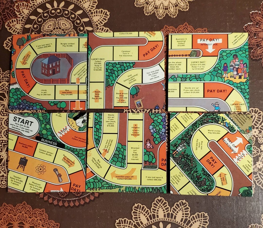 Vintage Game of Life Upcycled Gameboard Coasters Set of 6 Etsy