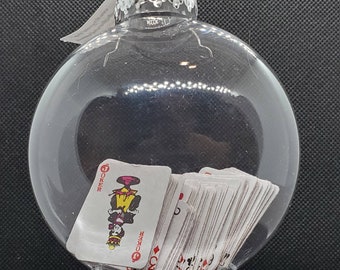 Upcycled Travel Size Deck of Cards 100mm Shatterproof Disc Ornament