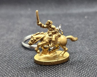 Upcycled Risk Golden Cavalry Figure Keychain