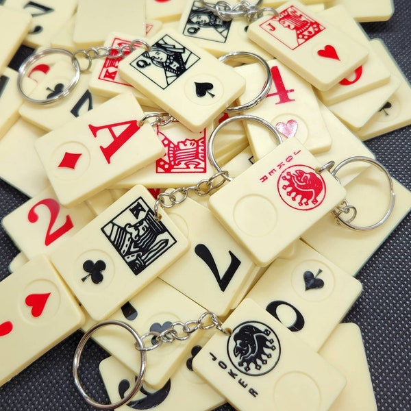 Leather Playing Card Keychain Etsy