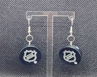 Upcycled Miniature NHL Hockey Puck Earrings